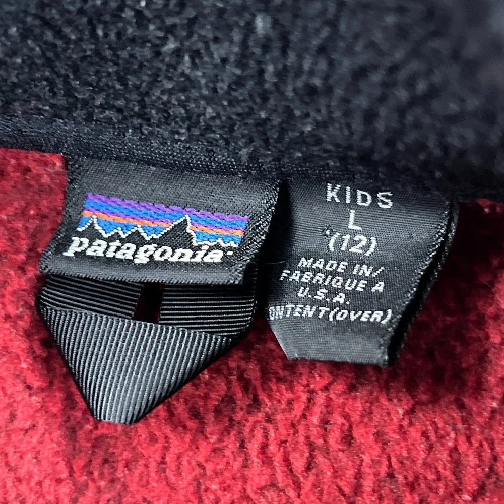 VTG Patagonia R2 Jacket Kids Large 12 Red Full Zip Fleece Pockets‎ Outdoor USA
